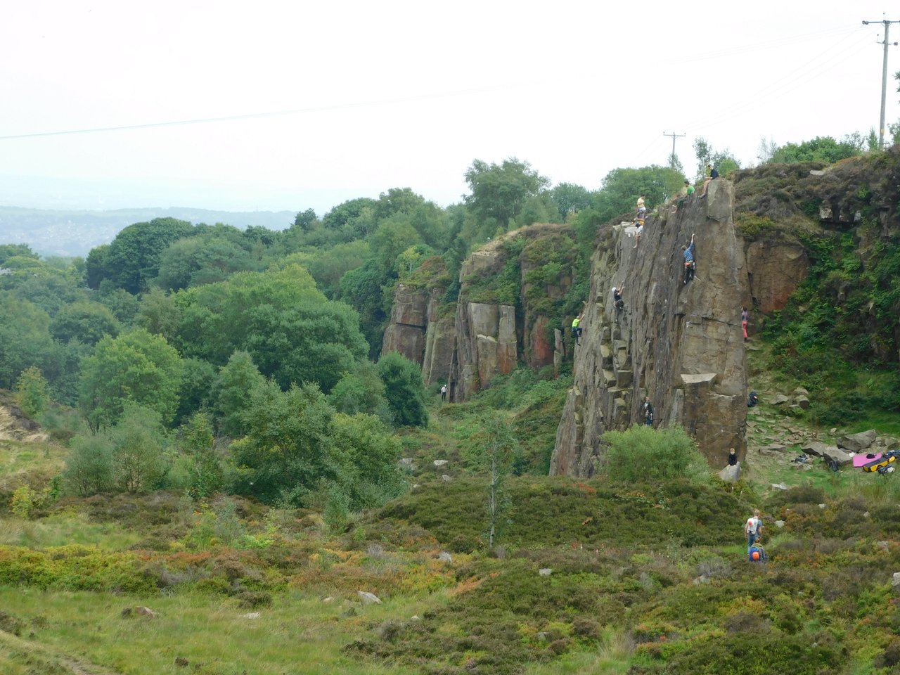 A view of Wilton 1 quarry featuring rock climbers on the prow